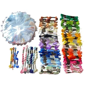 DMC Embroidery Floss Lot Full Partial Skeins Bagged Multi Color Approx 100 - Picture 1 of 9