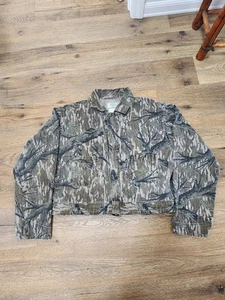 Vintage Woman's Mossy Oak Treestand Cropped Denim Jacket Size Large *read - Picture 1 of 6