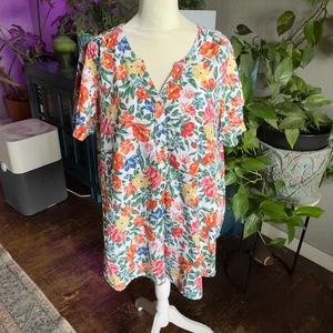 Caffe Marrakesch Blumen fließende Kurzarm Bluse bunte 2X - Bild 1 von 10