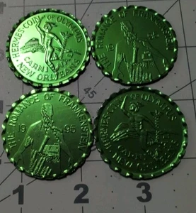 1995 KREWE OF HERMES Frankenstein Aluminium Karneval Doubloon (x4) grün #MDG - Bild 1 von 8