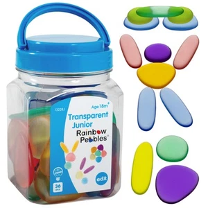 edxeducation-13228 Junior Rainbow Pebbles - Clear Colors - Mini Jar - Ages 18... - Picture 1 of 7