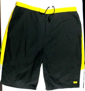 LUXE-T Luxury Sport Board Shorts Men's 4X BLACK Yellow Swim Trunks Casual Shorts - Picture 1 of 6