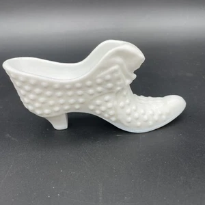 Scarpa da stivale Fenton Hobnail latte vetro bianco pantofola vintage - testa di gatto - Foto 1 di 9