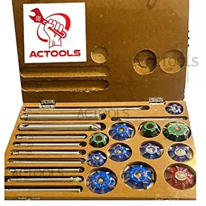 Engine Valve Seat Carbide Face Cutters Set 12 Pcs 30, 45, 70/20 Bore Degree AU - Foto 1 di 12