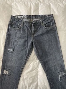 Hurley Jeans Men Size 30 Slim Skinny Low Rise Stone Wash Denim Pant Stripes ‘81x - Picture 1 of 7