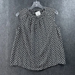 Banana Republic Blouse Women's Small Black White Polka Dot Sleeveless NWT - Picture 1 of 8
