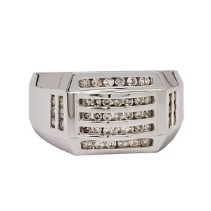 14K White Gold Diamond Mens Ring 0.75ct TDW Size 11.5 13.3 GRAMS - Picture 1 of 2