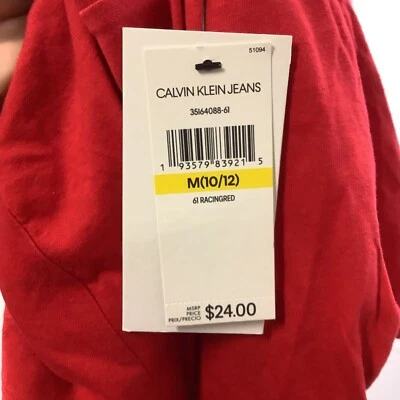Camiseta Pullover Calvin Klein Niños Roja Algodón Mangas Cortas Cuello en V Talla M 10/12 Foto 1 de 4