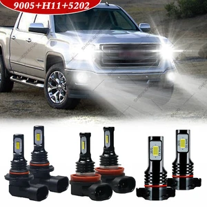 For GMC Sierra 1500 2500 3500 Combo LED Headlight High&Low + Fog Light Bulbs - Picture 1 of 12