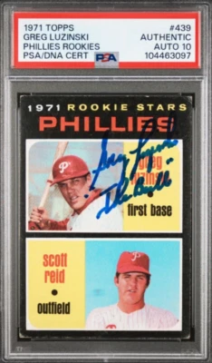 1971 Topps #439 Greg Luzinski Signed Rookie Card Autograph W/Bull RC PSA 10 Auto - Image 1 of 2