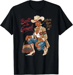 Boots On The Ground Where Them Fans At T-Shirt - Picture 1 of 4