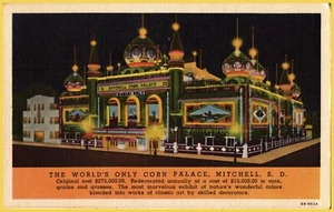Mitchell, South Dakota, Corner View, Worlds only Corn Palace at night - Picture 1 of 2
