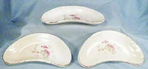 3 Bone Dishes Pink Sweet Pea Flowers Gold Edge Geneva Dinnerware Vintage - Picture 1 of 6
