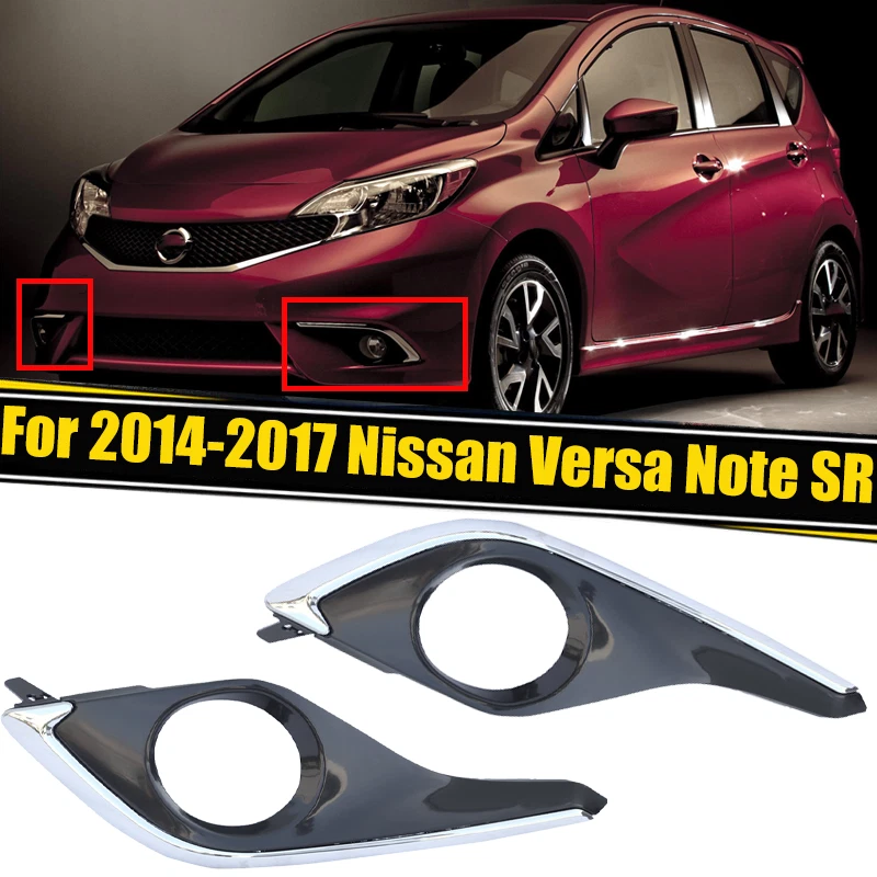Pair Fog Lights Cover W/Chrome Trim LH & RH For 2014-2017 Nissan Versa Note SR - Image 1 of 4