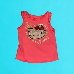 HELLO KITTY Hot Pink & Silver SPARKLY TANK TOP SIZE 4T Girls - Picture 1 of 5