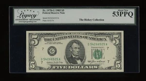 DBR 1985 $5 FRN Chicago Fr. 1978-G Legacy 53 PPQ Serial G54266525A - Picture 1 of 2