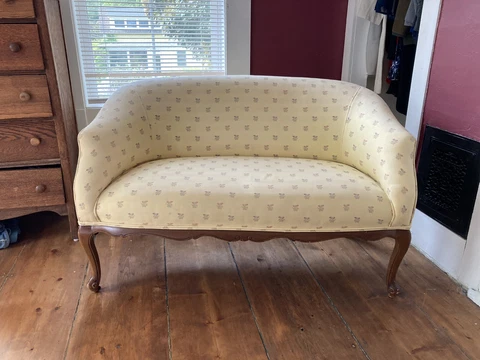 Cabriole Sofa Antique Yellow Floral Pattern Cover