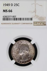 1949 D Washington Quarter NGC MS66 *DoubleJCoins* 1600-90 - Imagen 1 de 2
