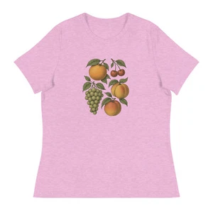 Women's Relaxed T-Shirt with Vitage Fruit Print - Picture 1 of 10