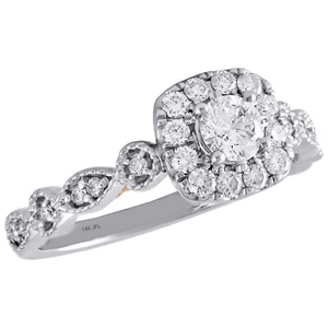 14K Two Tone Gold Solitaire Diamond Engagement Ring w/ Milgrain Teardrop 3/4 Ct. - Picture 1 of 6