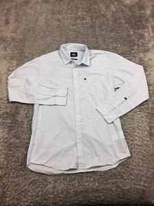 Quiksilver Button Up Shirt Mens Size Small Blue Striped White Long Sleeve - Picture 1 of 11