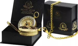 Engraved Brass Compass Personalised with Chain FREE ENGRAVING Luxury Gift Case - Picture 1 of 2