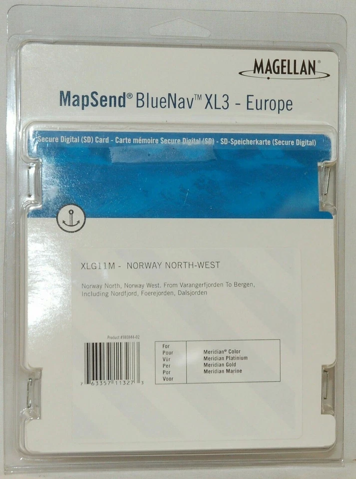NEW Magellan MapSend BlueNav Europe Maps XL3 Norway NORTH-WEST SD Card Meridian - Image 1 of 1