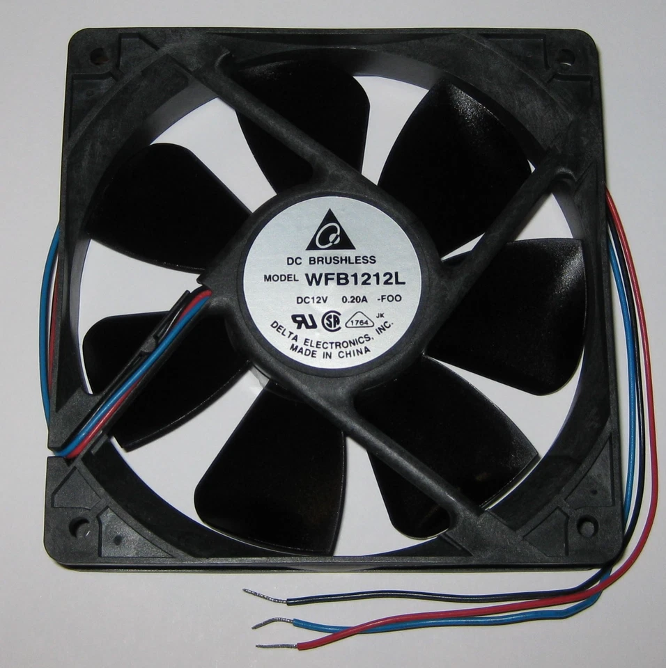 Delta 120 mm Low Noise Case Cooling Fan - 30 dB - 12 V DC - 62 CFM - Long Wires - Image 1 of 4