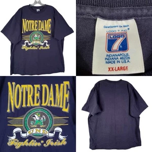 T-shirt vintage Notre Dame Fightin' Irish grafica taglia XXL blu navy - Foto 1 di 9