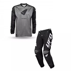 TUTA COMPLETO MAGLIA PANTALONE UFO BAMBERG GRIGIO NERA MOTO CROSS ENDURO PISTA - Foto 1 di 3