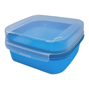 Tupperware Modular Mates Square Signature Line Container #1 Hinged Lid 5 C. Blue - Picture 1 of 7