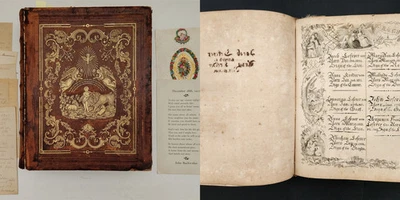 1856 antique BIBLE lancaster pa LEFEVER KREIDER BUCKWALTER family fraktur record - Image 1 of 4