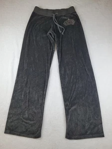 Juicy Couture Pants Gray Velour Low Rise  Embellished Crown Women's medium  - Picture 1 of 17