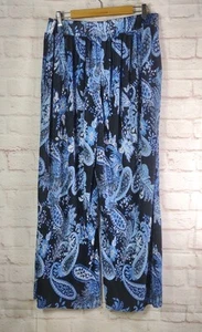Lane Bryant Womens Pants Size 14/16 Paisley Wide Leg Pants Blue Crinkle Palazzo - Picture 1 of 10