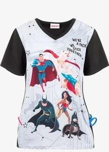 New Women's Tooniforms V-NECK SUPER-PETS  SCRUB TOP SCRUBS SIZE L - Picture 1 of 1
