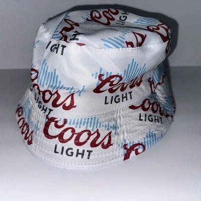 Sombrero Cubo Booney Reversible Azul Claro Coors M/L Cerveza Bala Plateada  Foto 1 de 4