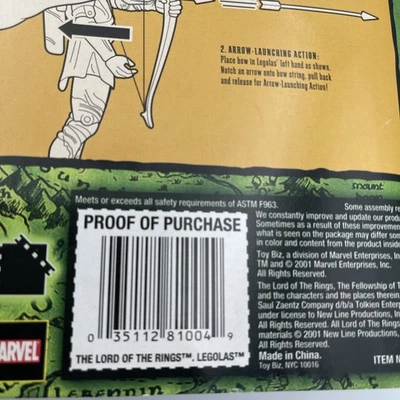 2001 TOY BIZ LORD OF THE RINGS THE FELLOWSHIP OF THE RING LEGOLAS ACTION FIGURE  - Image 1 of 3