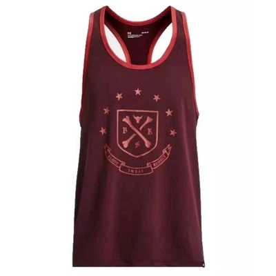 Under Armour Project Rock Tank Top Mens L Blood Sweat Respect BSR Maroon Red - Image 1 of 3