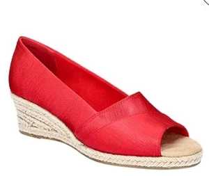 Sandalia de cuña Easy Street para mujer de jaspe, seda tailandesa roja talla 7 WW - Imagen 1 de 7