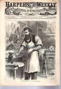 1868 Harpers Weekly April 4 -Johnson Impeachment Trial begins; Magnolia blows up - Picture 1 of 1