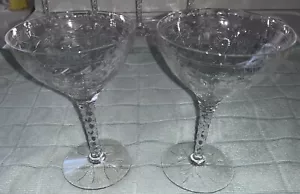Elegante juego de 2 cristalerías Fostoria años 20 copa vino Starburst - Imagen 1 de 10