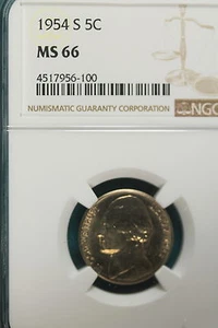 1954-S NGC MS66 JEFFERSON NICKEL!!! #A8318 - Picture 1 of 2