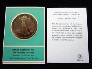 Curacao Democratic Party 25th Anni Netherlands Antilles 39mm Coin Medal bh7930 - Picture 1 of 2