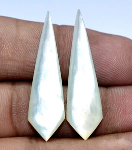 Natural Mother Of Pearl Triangle Cut Pair 37x10 mm 17.02 CTS Gems For Earrings - Picture 1 of 5