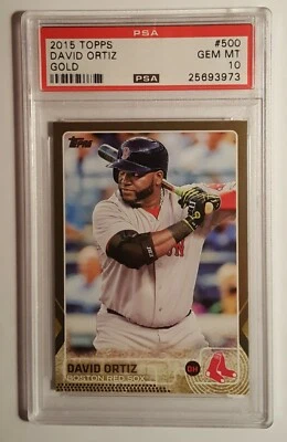 2015 Topps Gold #500 David Ortiz Salón de la fama PSA 10 gemas como nuevo Medias Rojas raro POP 5, 9 en total Foto 1 de 2