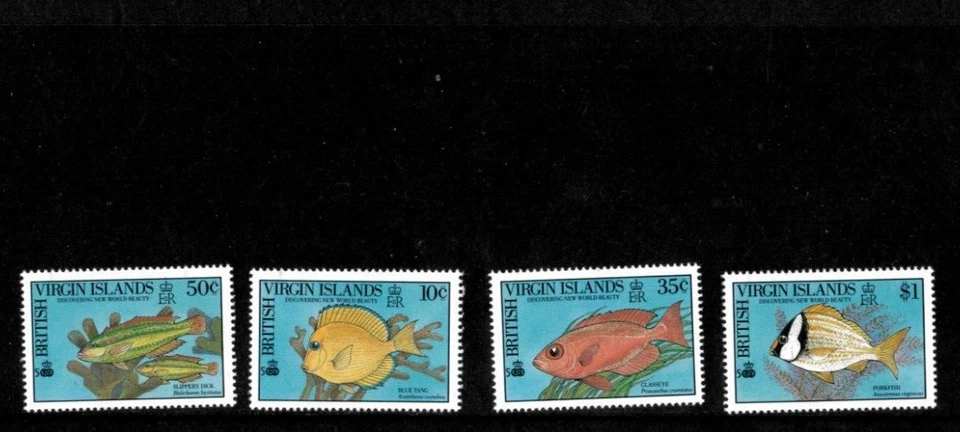 BVI 1989 - Blue Tang Fish - Set of 4 Stamps - Scott #668-71 - MNH - Image 1 of 1