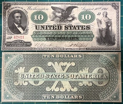 Reproduction Copy 1861 Demand Note $10 Civil War USA Lincoln Read Description!! - Image 1 of 4