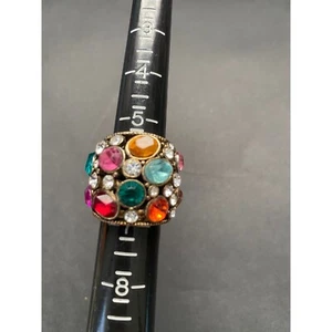 Multi Colored Rhinestone Ring Size 6.5 - Picture 1 of 5
