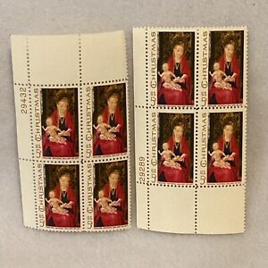 (2)Scott #1336 5¢ Madonna & Child Memling Gallery Of Art MNH 1967 4 Stamp Block