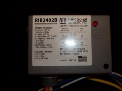 Functional Devices RIB2402B 24VAC/DC & 208-277VAC 20A Enclosed Relay 5LE37 - Image 1 of 2